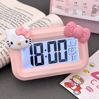 Hello Kitty Dijital Ekranlı Çalar Saat – LED Işıklı, Alarm ve Termometre Ve Ders Çalışma Arkadaşı
