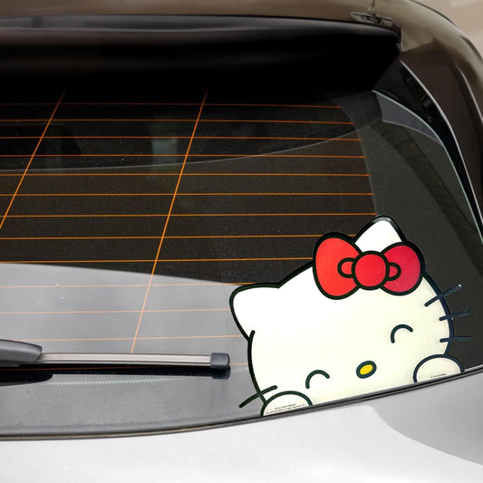 Hello Kitty Araba Stickerı - Lisanslı, Su Geçirmez, 23 cm, Sevimli Arka Cam Dekoru